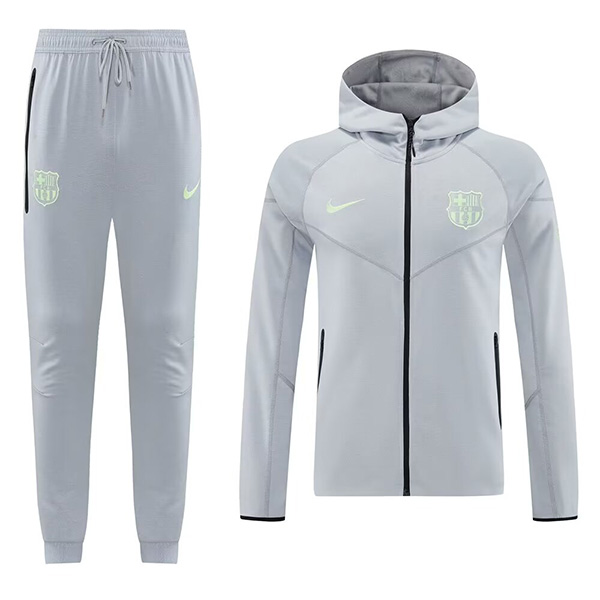 Barcelona férfi melegítő teljes zippes kapucnis pulcsival 2025/26 ×TechFleece-szürke×