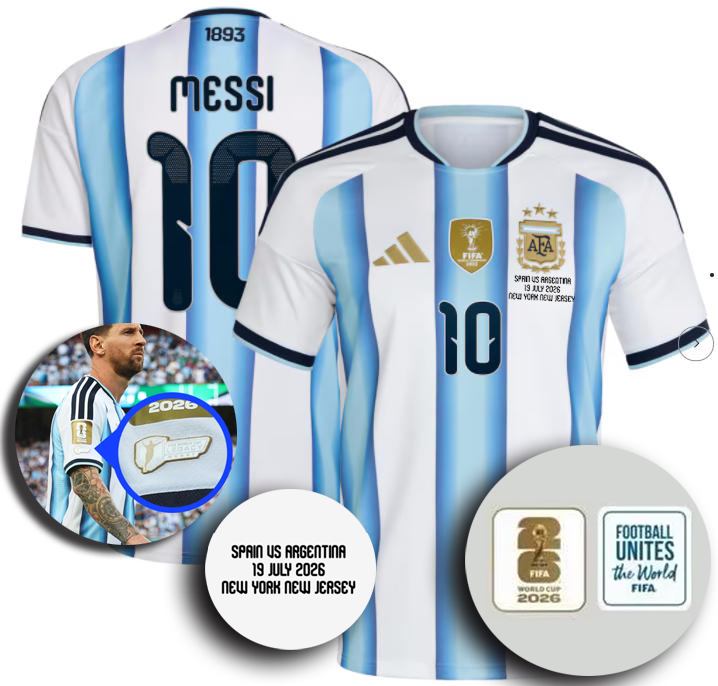 Argentína férfi mérkőzés mez 2026 ×hazai-FIFA VB 2026 döntős-MESSI 10 Legend×