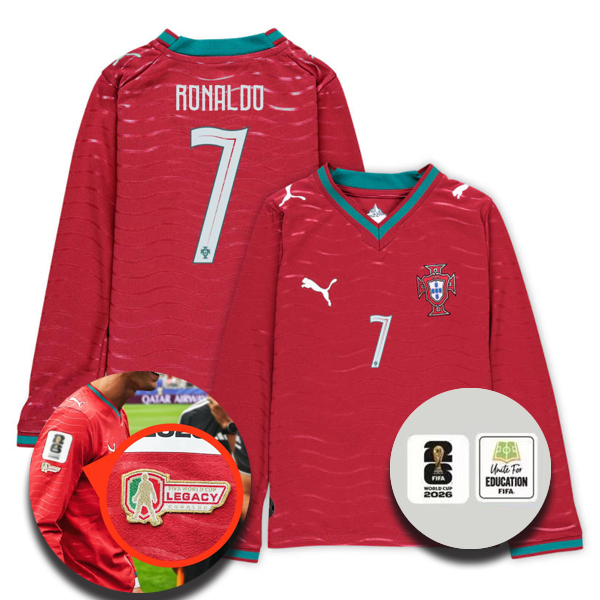 Portugália férfi hosszú ujjú mérkőzés mez 2026 ×hazai-RONALDO 7-Legend×