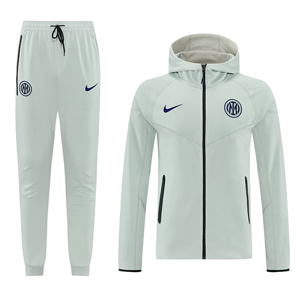Inter Milan férfi melegítő teljes zippes kapucnis pulóverrel 2025/26 ×szürke TechFleece×